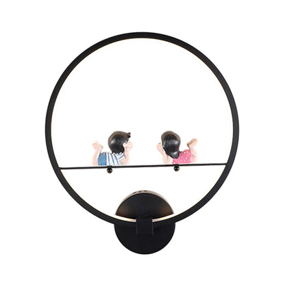 Vivolux | Contemporary Zwarte Wandlamp Ring Metaal Sconces Licht met Pop Deco voor Kinderkamer
