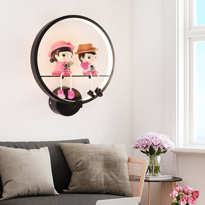 Vivolux | Contemporary Zwarte Wandlamp Ring Metaal Sconces Licht met Pop Deco voor Kinderkamer