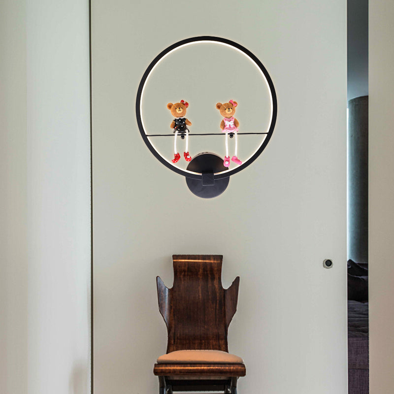 Vivolux | Contemporary Zwarte Wandlamp Ring Metaal Sconces Licht met Pop Deco voor Kinderkamer