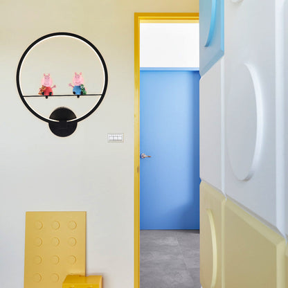 Vivolux | Contemporary Zwarte Wandlamp Ring Metaal Sconces Licht met Pop Deco voor Kinderkamer