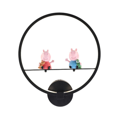 Vivolux | Contemporary Zwarte Wandlamp Ring Metaal Sconces Licht met Pop Deco voor Kinderkamer