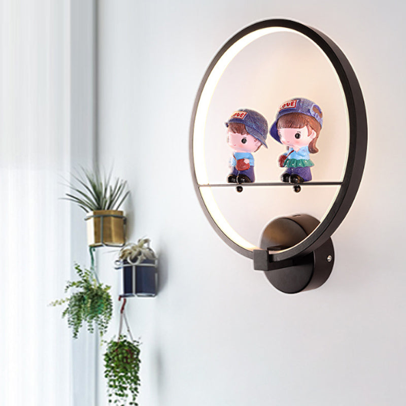 Vivolux | Contemporary Zwarte Wandlamp Ring Metaal Sconces Licht met Pop Deco voor Kinderkamer