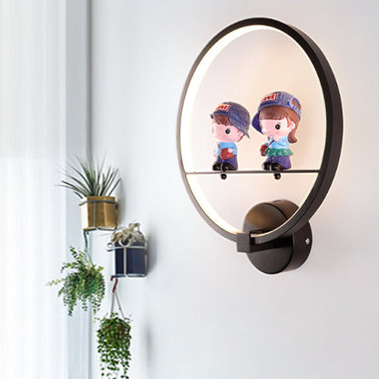 Vivolux | Contemporary Zwarte Wandlamp Ring Metaal Sconces Licht met Pop Deco voor Kinderkamer