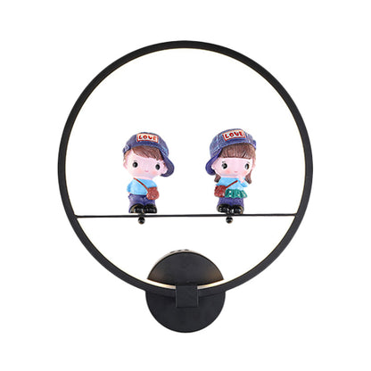Vivolux | Contemporary Zwarte Wandlamp Ring Metaal Sconces Licht met Pop Deco voor Kinderkamer