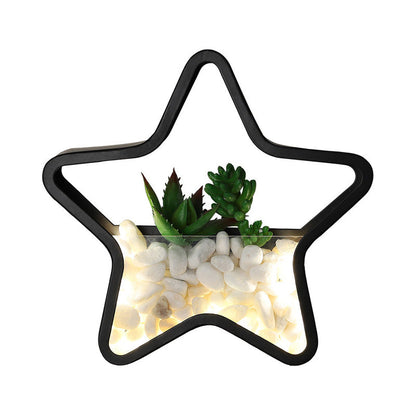 Vivolux | Kunstmatige Succulent Planten Wandlamp Metalen Steen Moderne Creatieve Wandlamp in Zwart voor Slaapkamer