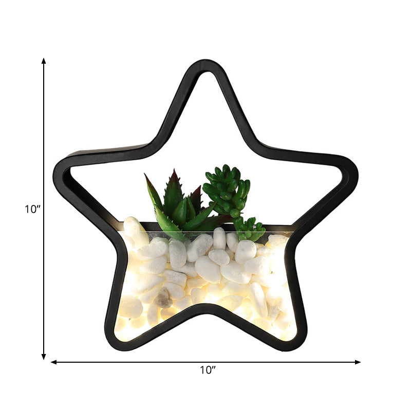 Vivolux | Kunstmatige Succulent Planten Wandlamp Metalen Steen Moderne Creatieve Wandlamp in Zwart voor Slaapkamer