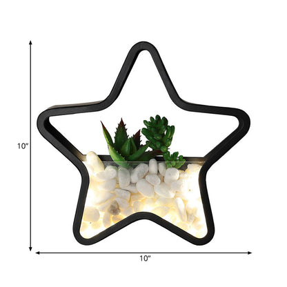 Vivolux | Kunstmatige Succulent Planten Wandlamp Metalen Steen Moderne Creatieve Wandlamp in Zwart voor Slaapkamer