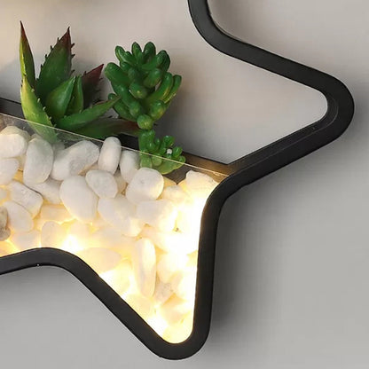 Vivolux | Kunstmatige Succulent Planten Wandlamp Metalen Steen Moderne Creatieve Wandlamp in Zwart voor Slaapkamer