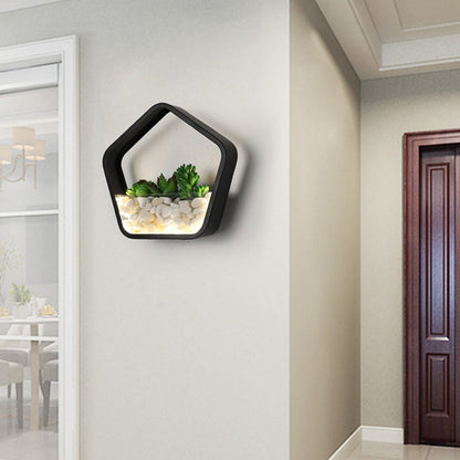 Vivolux | Kunstmatige Succulent Planten Wandlamp Metalen Steen Moderne Creatieve Wandlamp in Zwart voor Slaapkamer