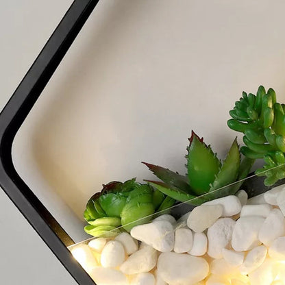 Vivolux | Kunstmatige Succulent Planten Wandlamp Metalen Steen Moderne Creatieve Wandlamp in Zwart voor Slaapkamer