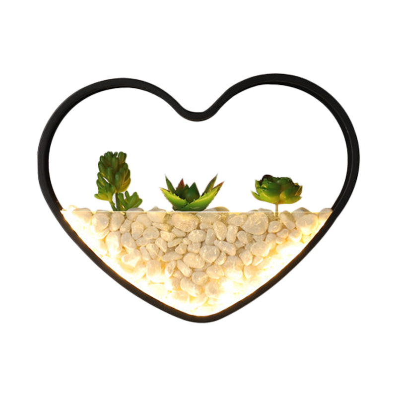 Vivolux | Kunstmatige Succulent Planten Wandlamp Metalen Steen Moderne Creatieve Wandlamp in Zwart voor Slaapkamer
