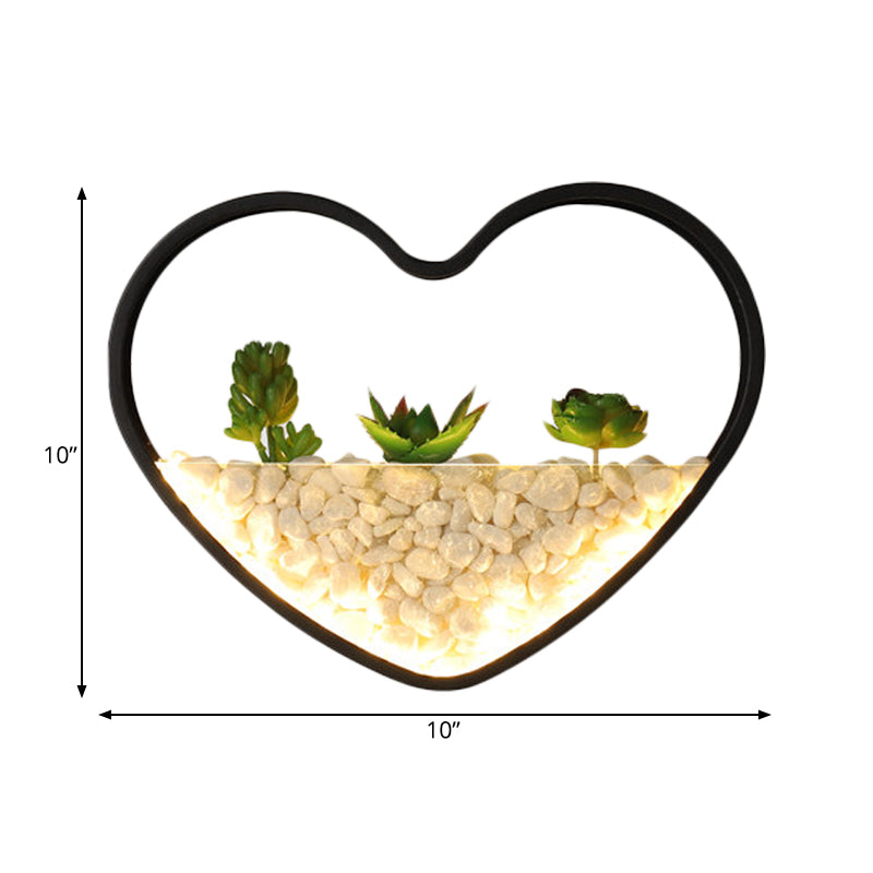 Vivolux | Kunstmatige Succulent Planten Wandlamp Metalen Steen Moderne Creatieve Wandlamp in Zwart voor Slaapkamer