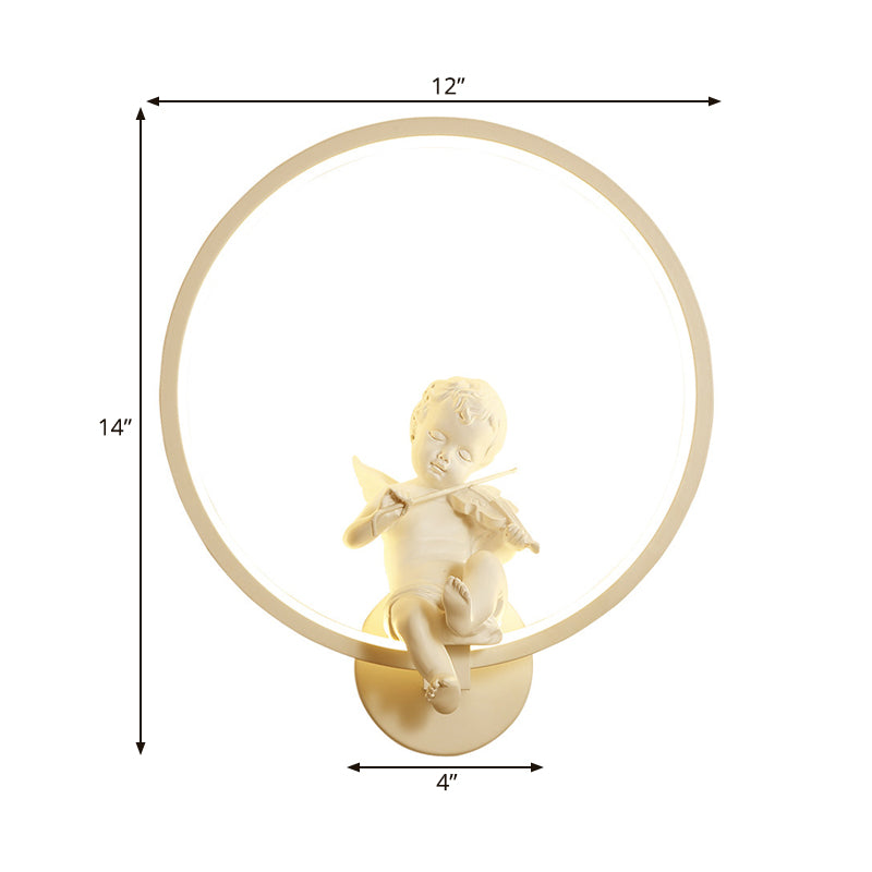 Vivolux | Moderne Weiße Wandlampe mit Engel Junge Ring Acryl LED Wandleuchte für Treppe