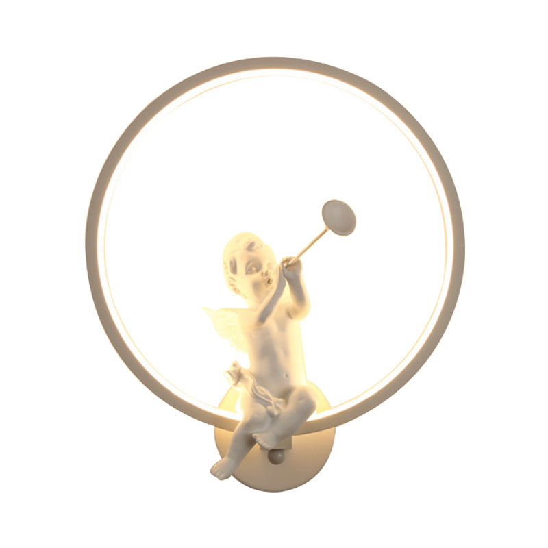 Vivolux | Moderne Weiße Wandlampe mit Engel Junge Ring Acryl LED Wandleuchte für Treppe