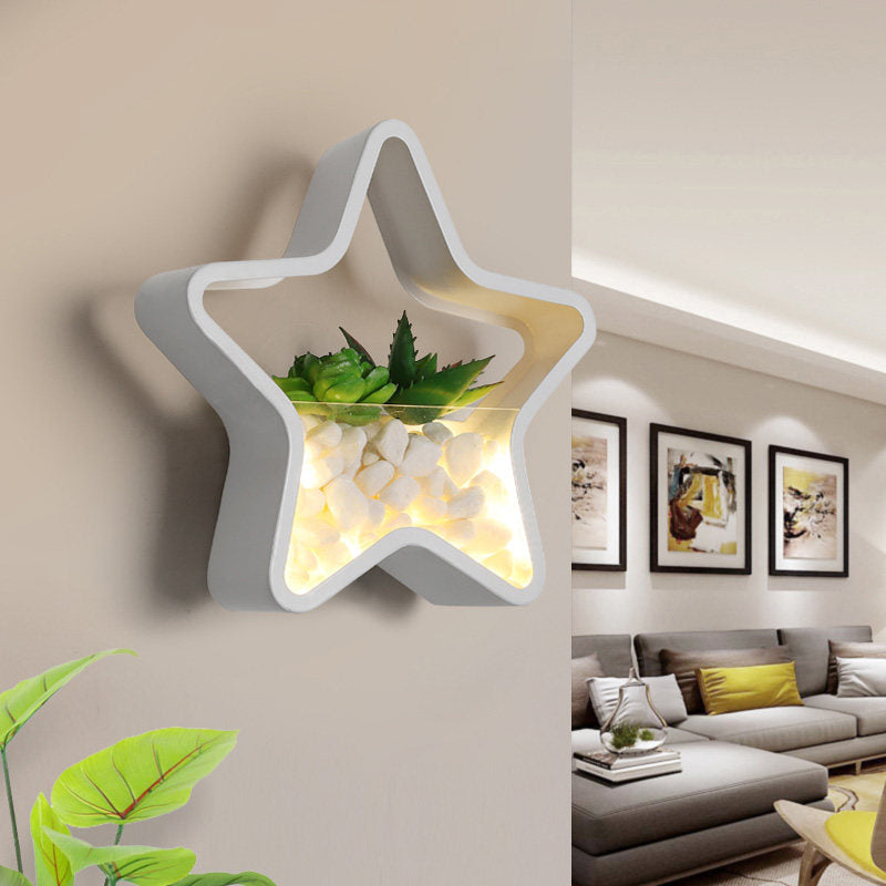 Vivolux | Kinderzimmer Fake Sukkulente Wandlicht Metall Stein Zeitgenössisch Weiß Wandleuchte Lampe