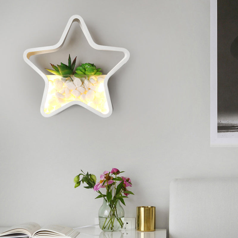 Vivolux | Kinderzimmer Fake Sukkulente Wandlicht Metall Stein Zeitgenössisch Weiß Wandleuchte Lampe