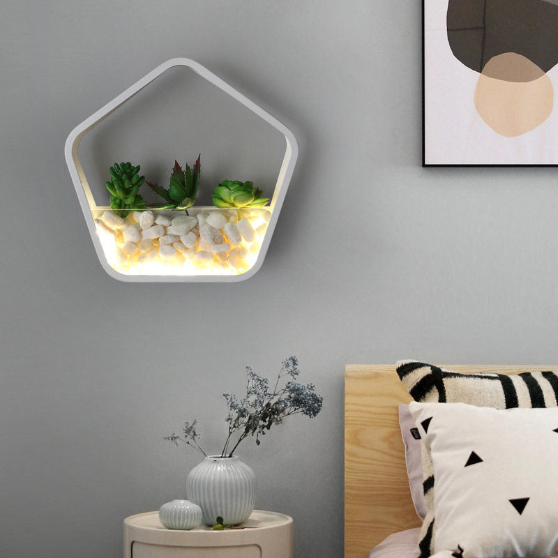 Vivolux | Kinderzimmer Fake Sukkulente Wandlicht Metall Stein Zeitgenössisch Weiß Wandleuchte Lampe