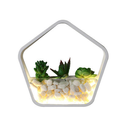 Vivolux | Kinderzimmer Fake Sukkulente Wandlicht Metall Stein Zeitgenössisch Weiß Wandleuchte Lampe