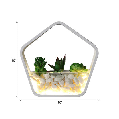 Vivolux | Kinderzimmer Fake Sukkulente Wandlicht Metall Stein Zeitgenössisch Weiß Wandleuchte Lampe