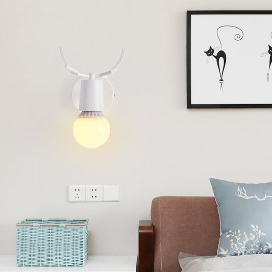 Vivolux | Studieraum Rehgeweih Wandlampe Metall 1 Kopf Rustikaler Stil Weißer Wandleuchter