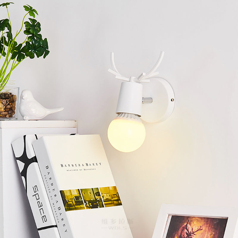 Vivolux | Studieraum Rehgeweih Wandlampe Metall 1 Kopf Rustikaler Stil Weißer Wandleuchter