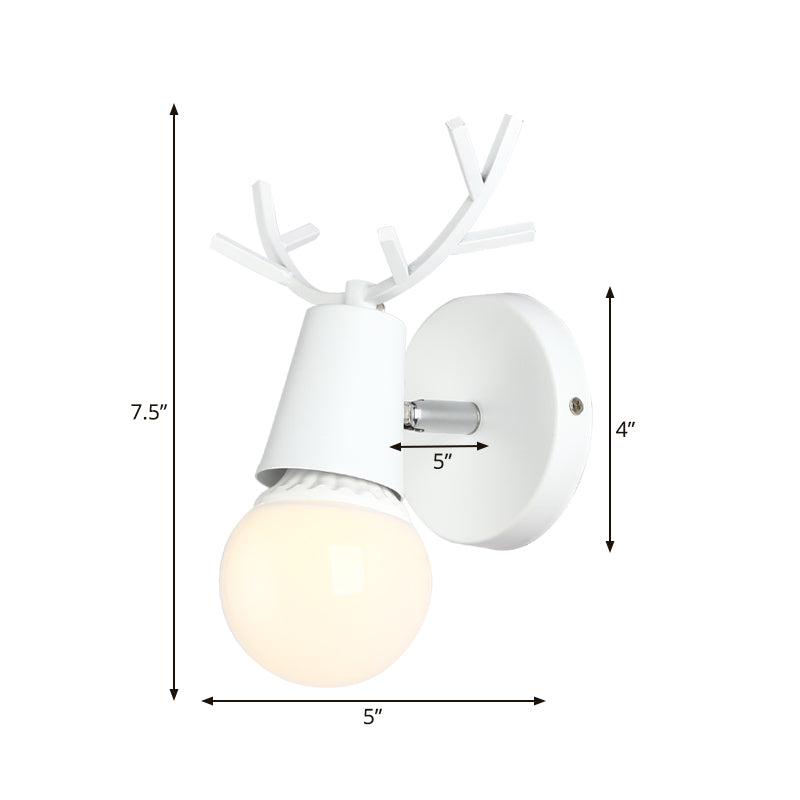 Vivolux | Studieraum Rehgeweih Wandlampe Metall 1 Kopf Rustikaler Stil Weißer Wandleuchter