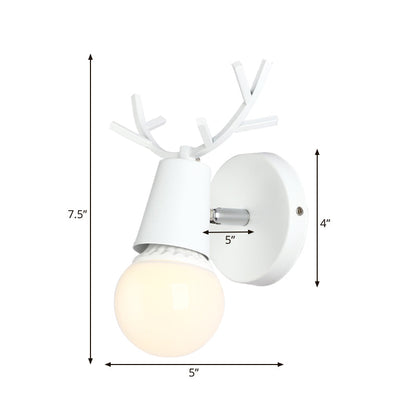 Vivolux | Studieraum Rehgeweih Wandlampe Metall 1 Kopf Rustikaler Stil Weißer Wandleuchter