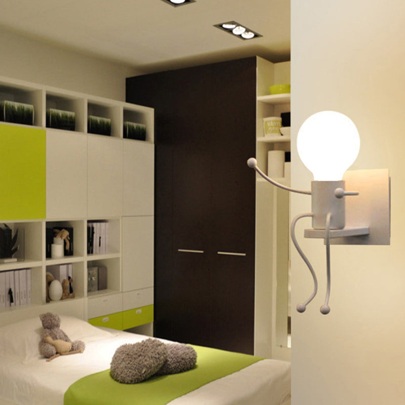 Vivolux | Kinder Wandleuchte Weiß Roboterform Eine Licht Metall Wandleuchte für Treppe Foyer