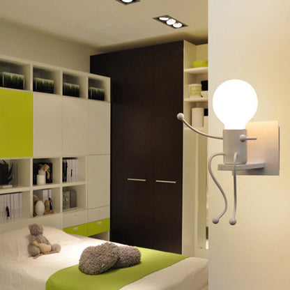 Vivolux | Kinder Wandleuchte Weiß Roboterform Eine Licht Metall Wandleuchte für Treppe Foyer