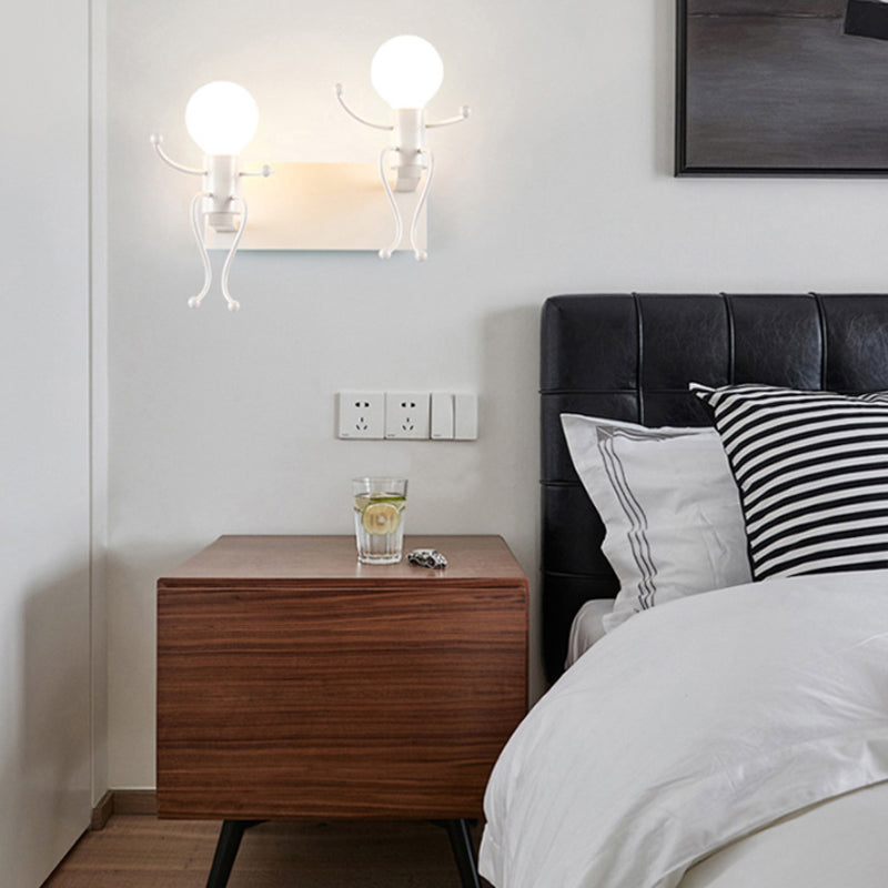 Vivolux | Kinder Wandleuchte Weiß Roboterform Eine Licht Metall Wandleuchte für Treppe Foyer