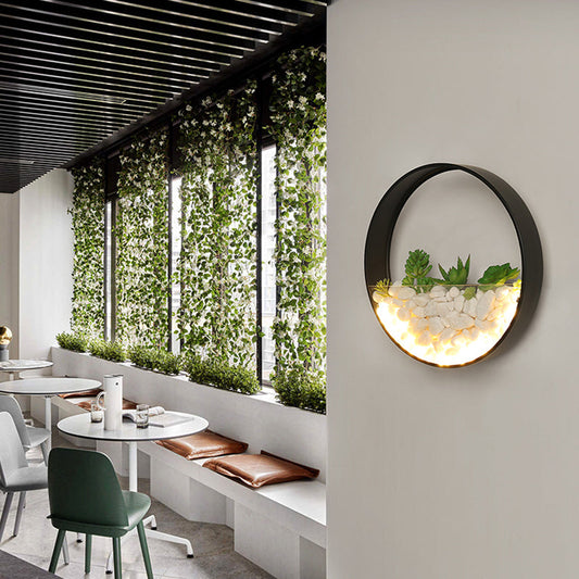 Vivolux | Mooie Big O Wandlamp Acryl Sconceslamp met Nepsucculent & Steen voor Woonkamer Slaapkamer