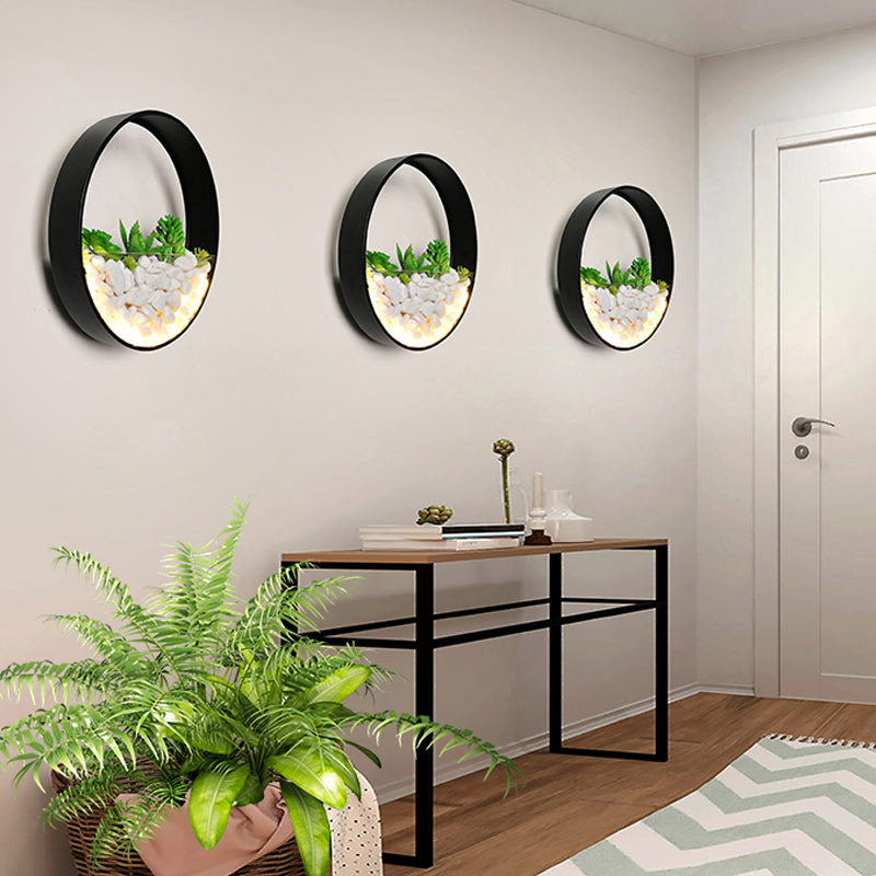 Vivolux | Mooie Big O Wandlamp Acryl Sconceslamp met Nepsucculent & Steen voor Woonkamer Slaapkamer