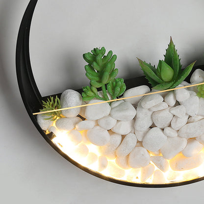 Vivolux | Mooie Big O Wandlamp Acryl Sconceslamp met Nepsucculent & Steen voor Woonkamer Slaapkamer