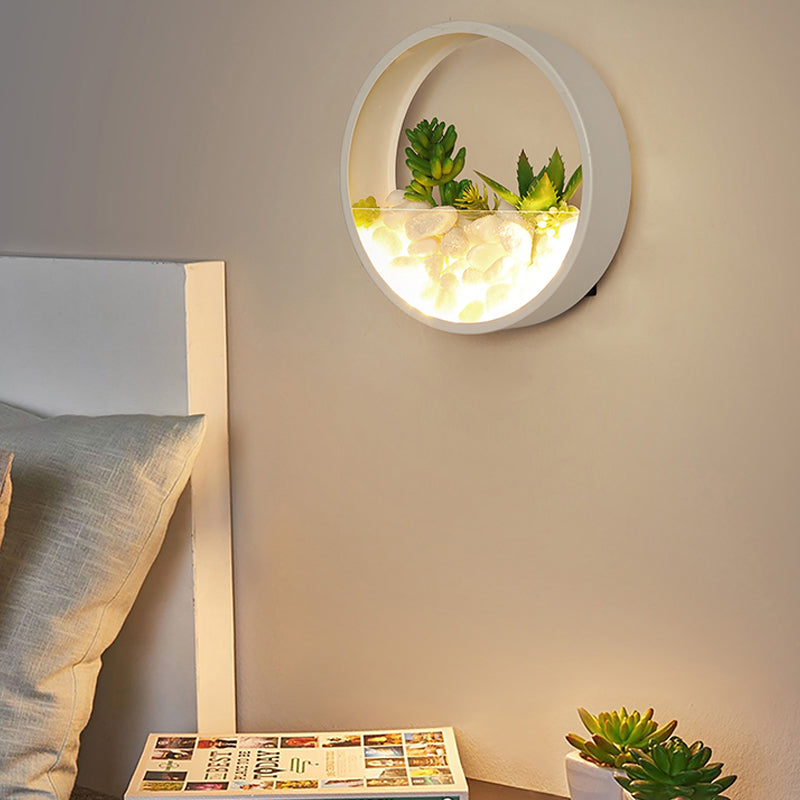 Vivolux | Mooie Big O Wandlamp Acryl Sconceslamp met Nepsucculent & Steen voor Woonkamer Slaapkamer