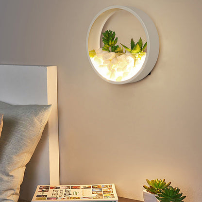 Vivolux | Mooie Big O Wandlamp Acryl Sconceslamp met Nepsucculent & Steen voor Woonkamer Slaapkamer