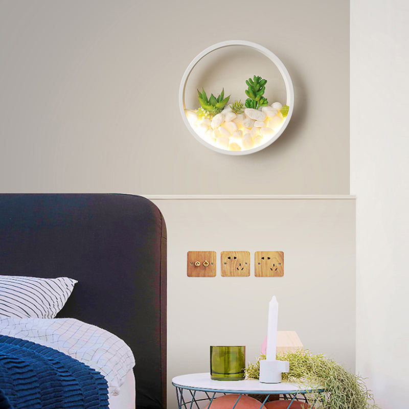 Vivolux | Mooie Big O Wandlamp Acryl Sconceslamp met Nepsucculent & Steen voor Woonkamer Slaapkamer