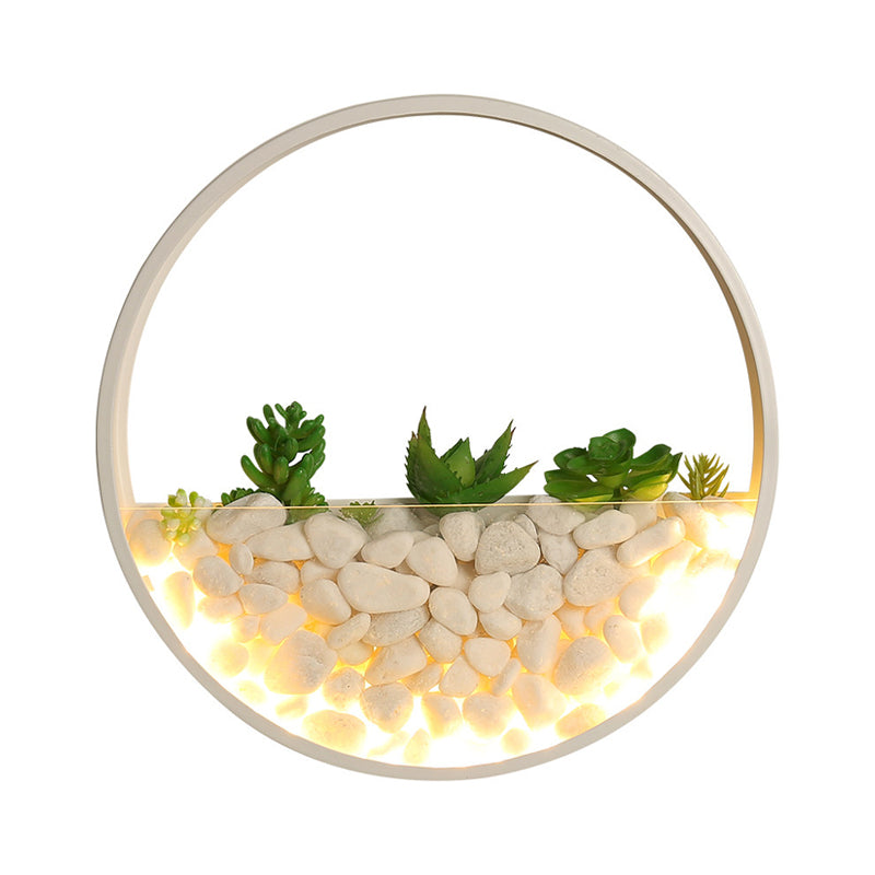 Vivolux | Mooie Big O Wandlamp Acryl Sconceslamp met Nepsucculent & Steen voor Woonkamer Slaapkamer