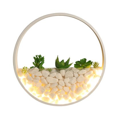 Vivolux | Mooie Big O Wandlamp Acryl Sconceslamp met Nepsucculent & Steen voor Woonkamer Slaapkamer