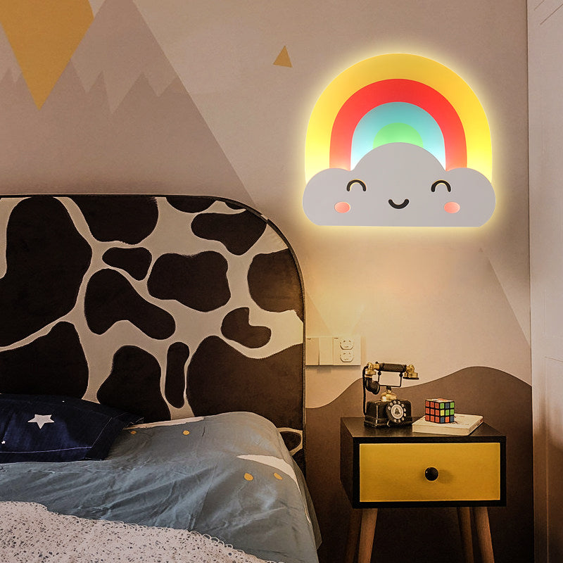 Vivolux | Kinder Regenbogen Wolke Sconcelicht Acryl Multi-Farbe Wandlampe für Baby Schlafzimmer Flur