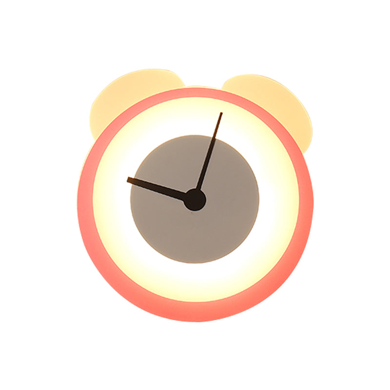 Vivolux | Cartoon Rosa Wand sconce Uhr Bär Acryl Wandlampe für Mädchen Schlafzimmer Wohnzimmer