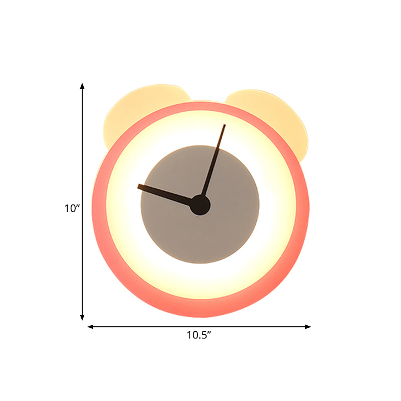 Vivolux | Cartoon Rosa Wand sconce Uhr Bär Acryl Wandlampe für Mädchen Schlafzimmer Wohnzimmer