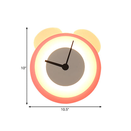 Vivolux | Cartoon Rosa Wand sconce Uhr Bär Acryl Wandlampe für Mädchen Schlafzimmer Wohnzimmer