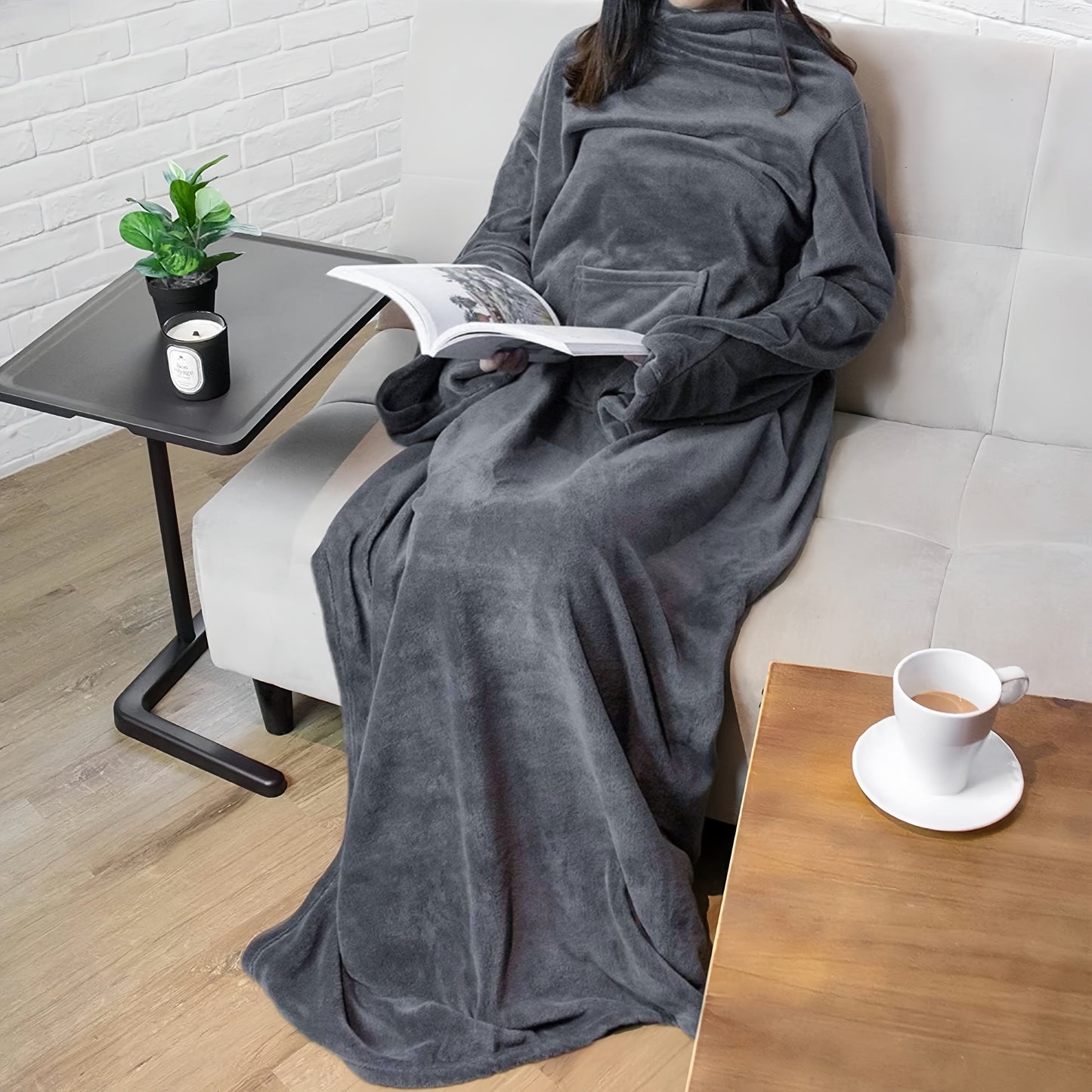 Decke – Warm und weich Fleecedecke mit Ärmeln für freie Bewegung