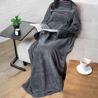 Decke – Warm und weich Fleecedecke mit Ärmeln für freie Bewegung
