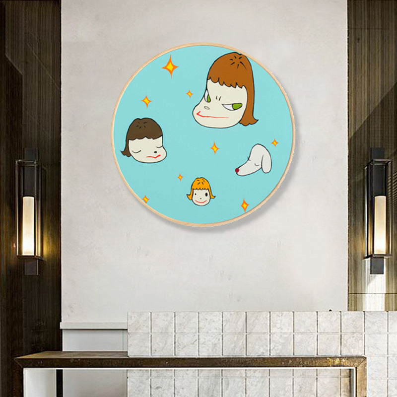 Vivolux | Weiche Farb Cartoon Kinder Malfigur Moderne Kunst Texturiert Leinwand für Hausinterieur