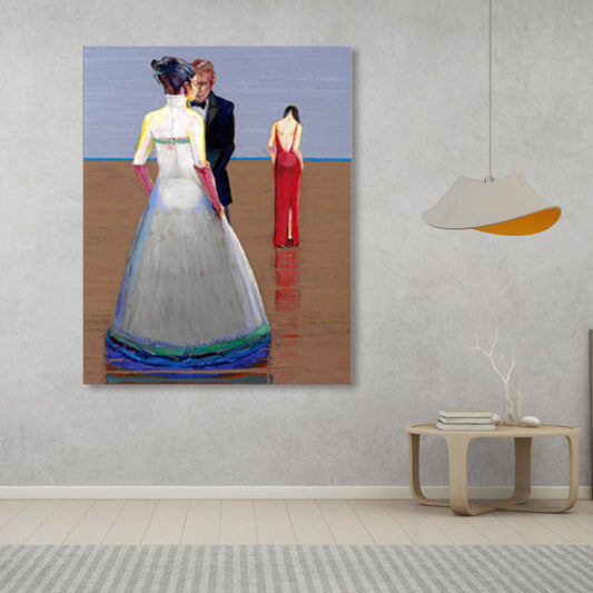 Vivolux | Pop Art Tanzfigur Leinwand Weiß Texturiert Wanddekoration für das Wohnzimmer, Mehrere Größen