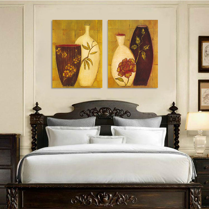 Vivolux | Einzigartiger Blumenvase Leinwand Kunstdruck für Mädchenzimmer in Pastellfarben, mehrere Größen