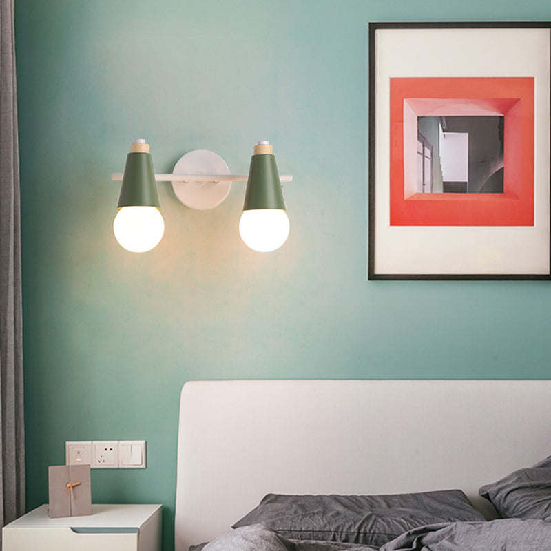 Vivolux | Corridor Kinderzimmer Kegelförmige Wandlampe Metall Zwei Lichter Metall Wandlicht