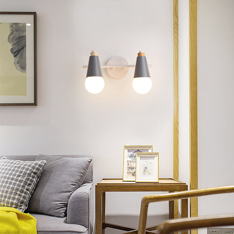 Vivolux | Corridor Kinderzimmer Kegelförmige Wandlampe Metall Zwei Lichter Metall Wandlicht