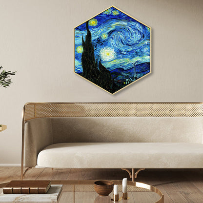 Vivolux | Blaue Sternenklare Nacht Himmel Leinwand Texturiertes Impressionismus Jungen Schlafzimmer Wanddekoration, Mehrere Größen
